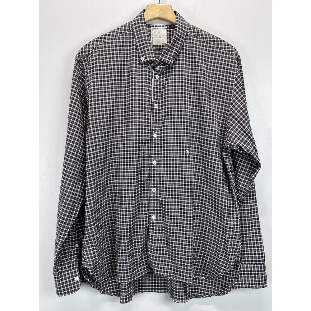 Billy Reid Button Down Shirt Sz X-Large Mens Plaid Preppy Cotrton Blend